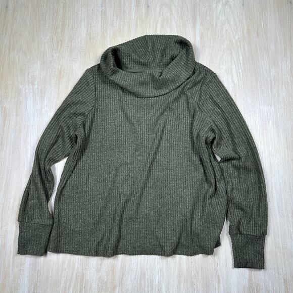 Torrid Green Ribbed Knit Cowl Neck Pullover Long Sleeve Cozy Sweatshirt 1X - Picture 1 of 13